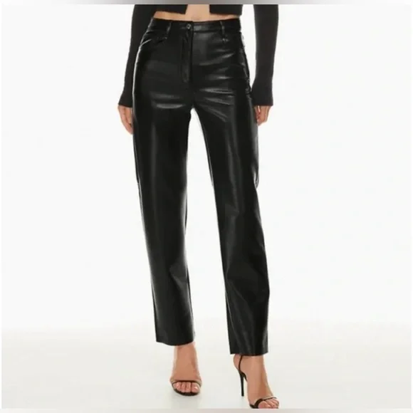 Aritzia Wilfred The Melina Pant in Black Faux Leather  Size 2 - Picture 2 of 9